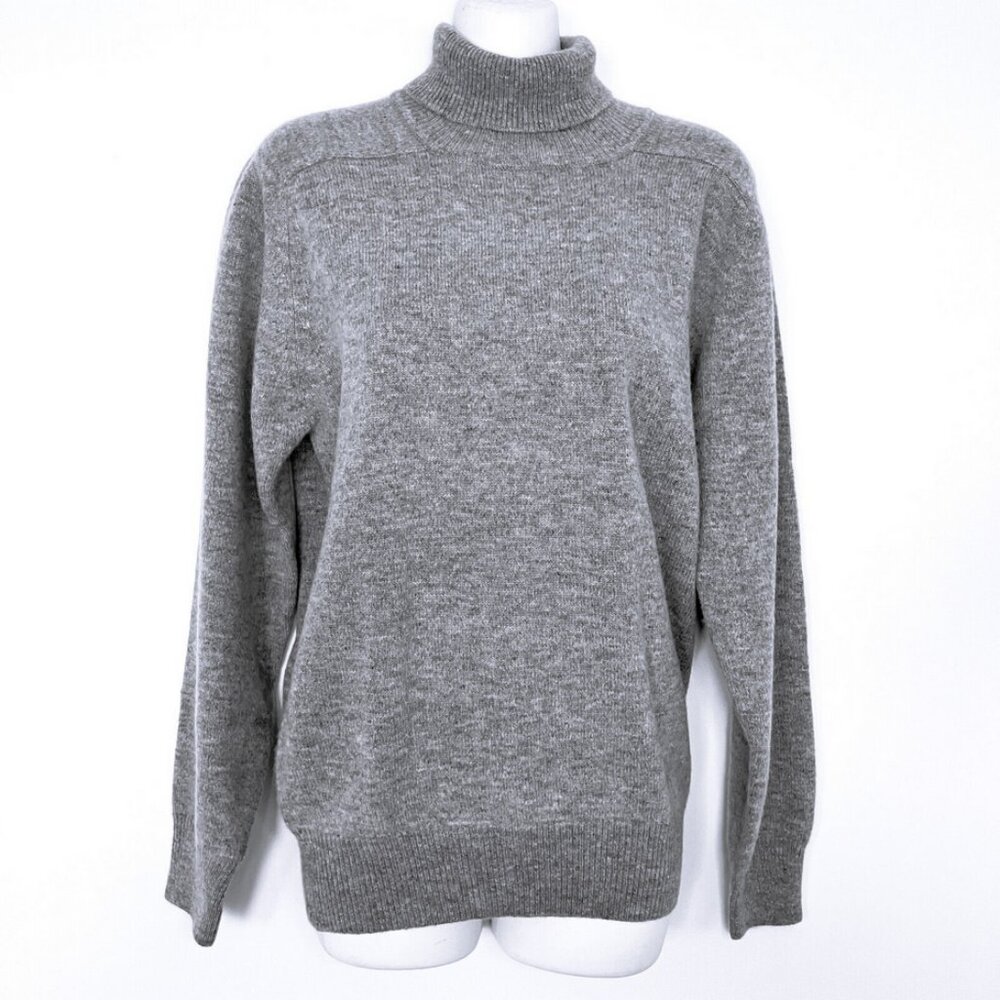 Wolsey Turtleneck Pullover Knit Sweater Vintage Grey Heather Lambswool Blend